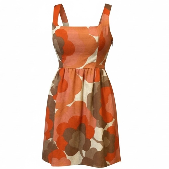 Judith March Dresses & Skirts - Judith March Floral Retro Mini Sundress Orange Pink Large EUC